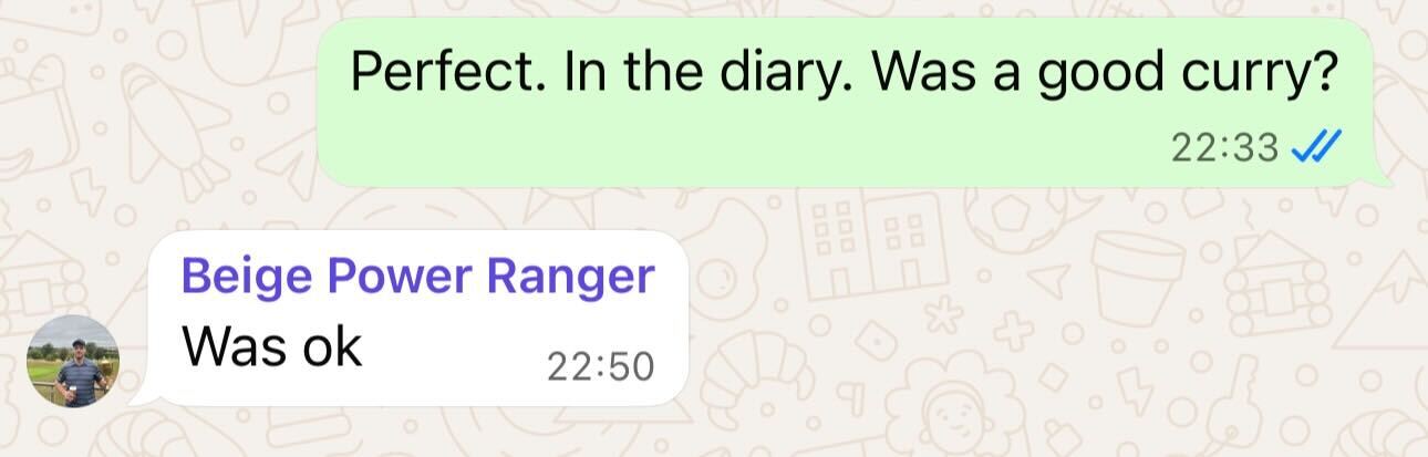 WhatsApp screenshot confirming the 18 May 2023 BLBCC was ok